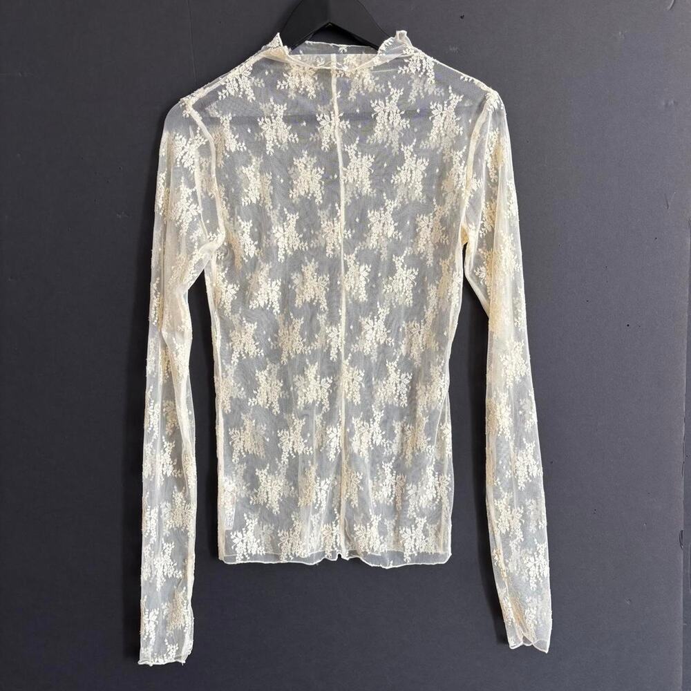 Intimately Free People Ivory Sheer Floral Lace Top Cottagecore - Size L